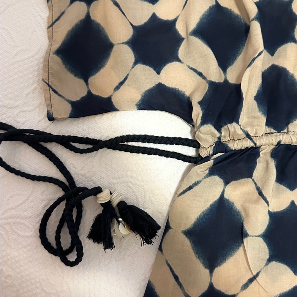 Printed Kaftan Dress. Chic Black and Cream oversized XS- S. - Picture 12 of 12